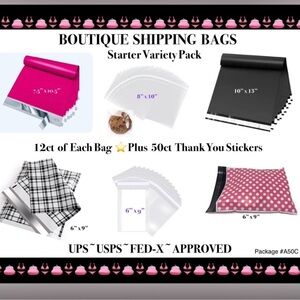 Boutique Shipping Bags Starter Variety Pack - Pink, Black, White